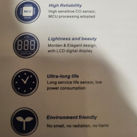 Smoke and Carbon Monoxide Detector battery cambo large LCD display home kitchen. - Picture 3 of 4